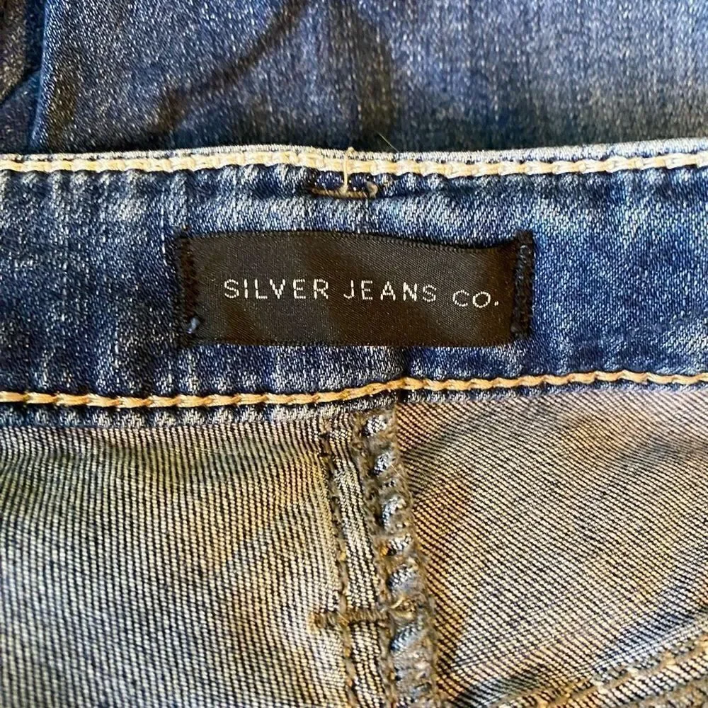 Silver Jeans Co. Women's Blue Medium Wash Light Distress Skinny Jeans Size 29 - Picture 10 of 10